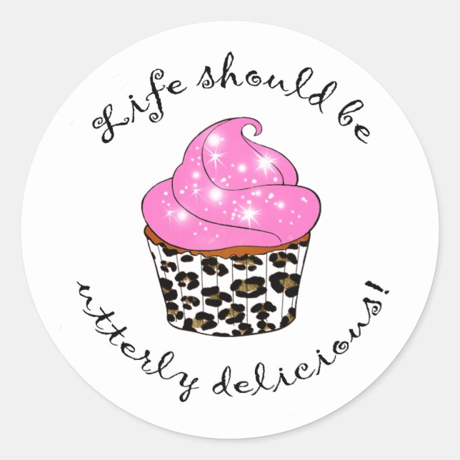 Cupcake Favor Box Classic Round Sticker (Front)