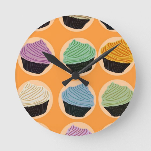 Cupcake Flavors Round Clock (Front)