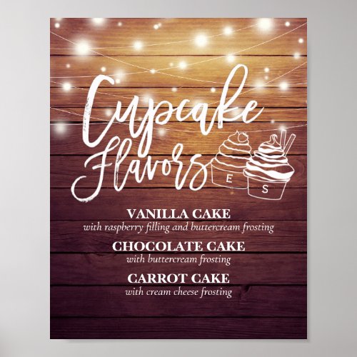 Cupcake Flavors Wedding sign Couple Mason Jar Wood