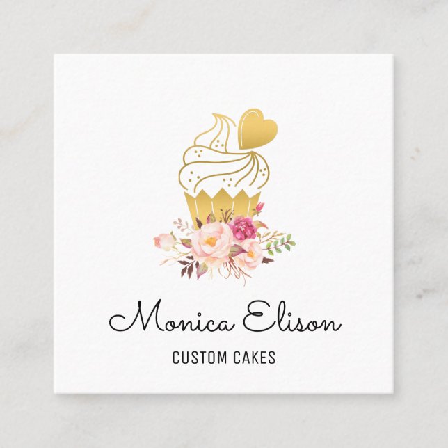 cupcake floral personalized business card (Front)