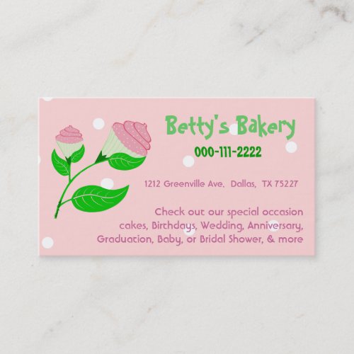 Cupcake Flower Business Card &amp; Coupon