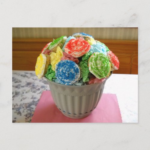 Cupcake Flowerpot Postcard