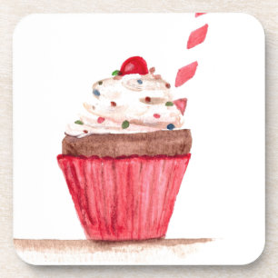 Cupcake food art beverage coaster