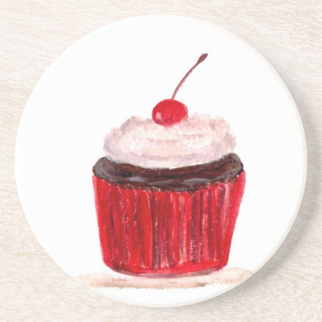 Cupcake food art drink coaster (Front)