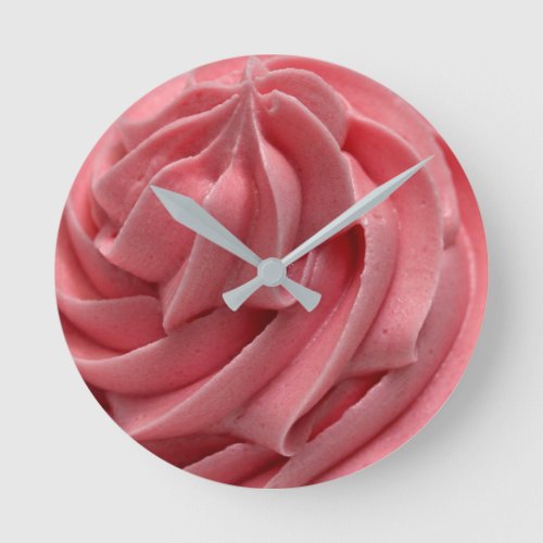 Cupcake frosting swirl cute pink round clock