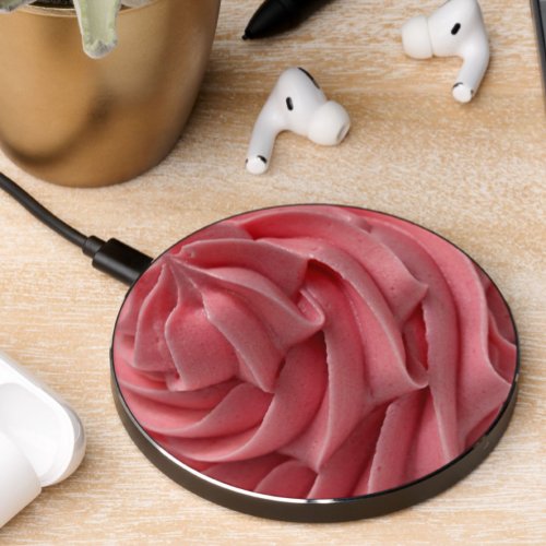 Cupcake frosting swirl pink cake icing wireless charger 