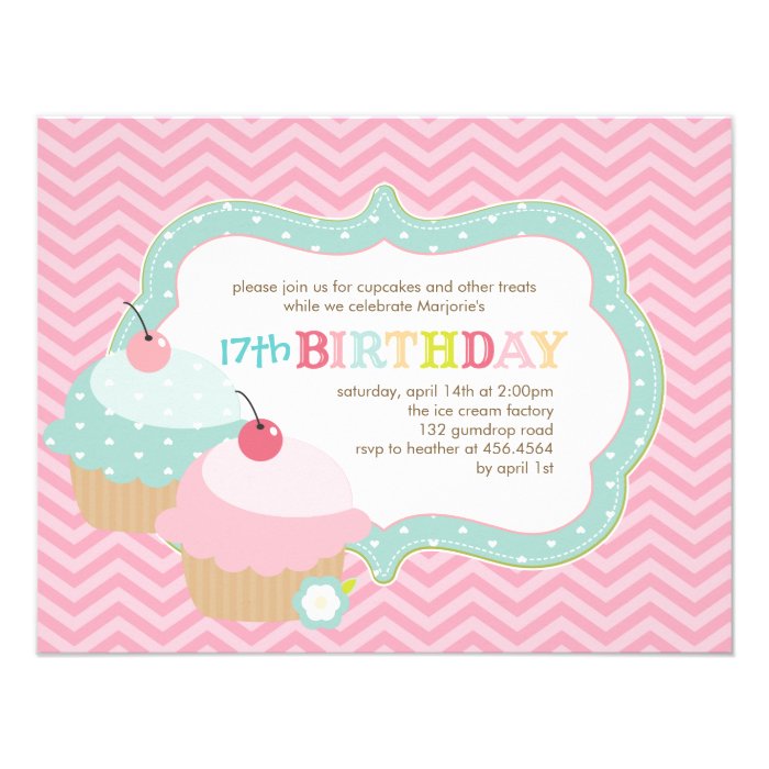 Cupcake Fun Colorful Birthday Party Personalized Invitations