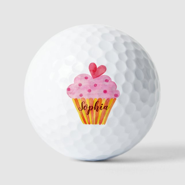 Cupcake fun pink golf balls (Front)