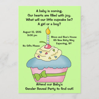 Cupcake Gender Reveal Invitation