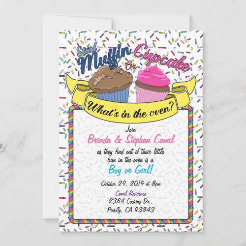 Cupcake Gender Reveal Invitation