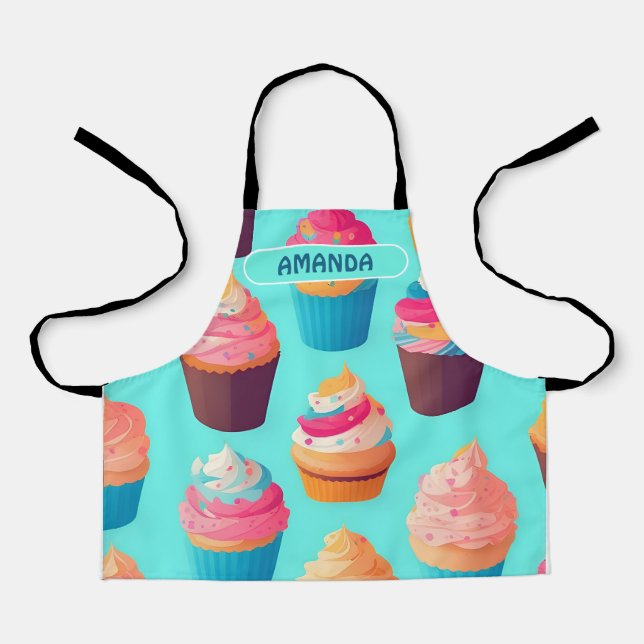 Cupcake Geometric Colorful Personalized Pattern Apron (Front)