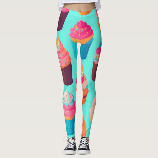 Cupcake Geometric Colorful Personalized Pattern Leggings (Front)