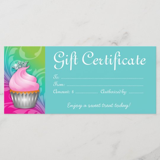 Cupcake Gift Certificate Crown Pink Blue