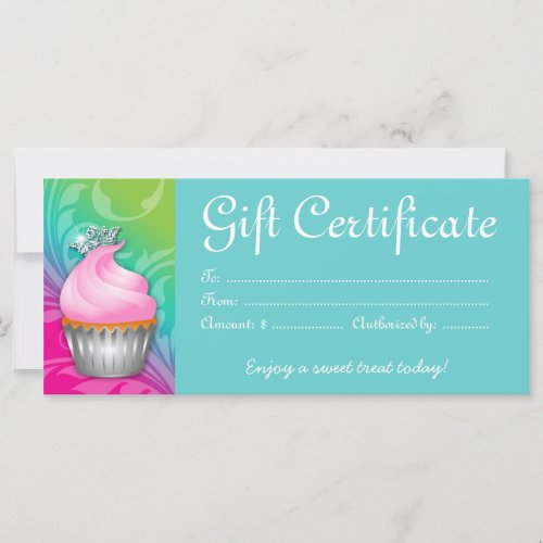Cupcake Gift Certificate Crown Pink Blue