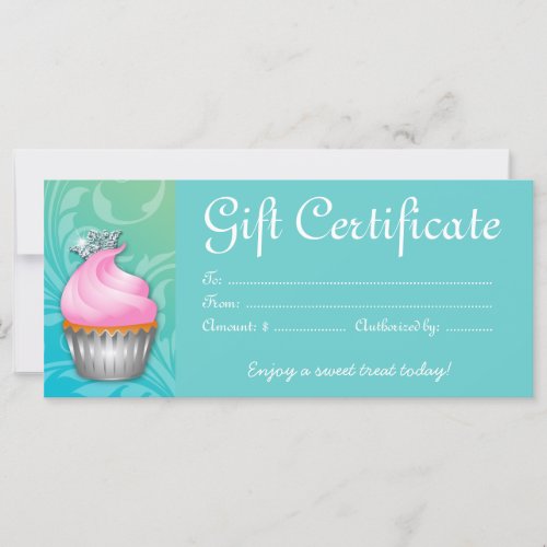 Cupcake Gift Certificate Crown Pink Blue Green
