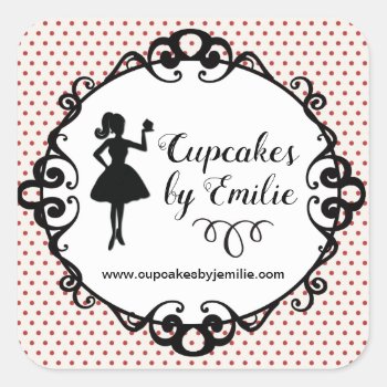 Cupcake Girl Silhouette Packaging Stickers by colourfuldesigns at Zazzle