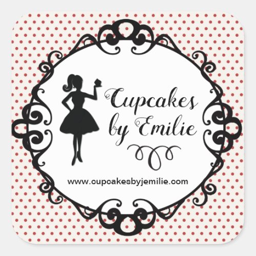 Cupcake Girl Silhouette Packaging Stickers