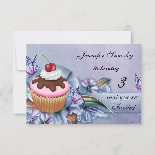 Cupcake Girls Birthday Party Invitation (Front)