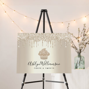 Cupcake Gold Glitter Drips Bakery Chef Script Chic Foam Board