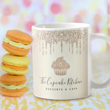 Cupcake Gold Glitter Drips Bakery Pastry Chef Cafe