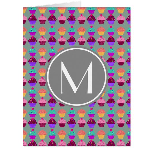 Cupcake Gray Monogram Gifts Cards (Front)