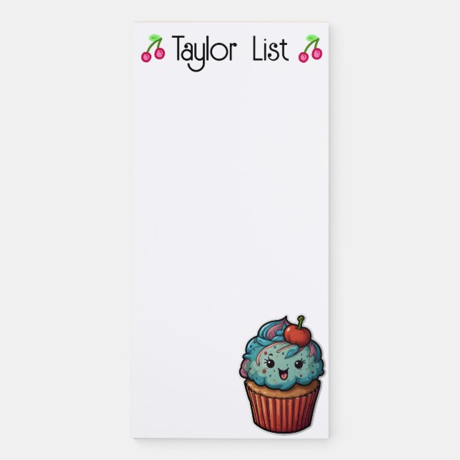Cupcake Grocery Shopping List  Magnetic Notepad (Front)