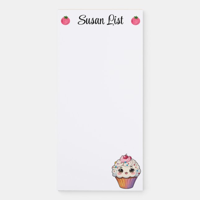 Cupcake Grocery Shopping List  Magnetic Notepad (Front)