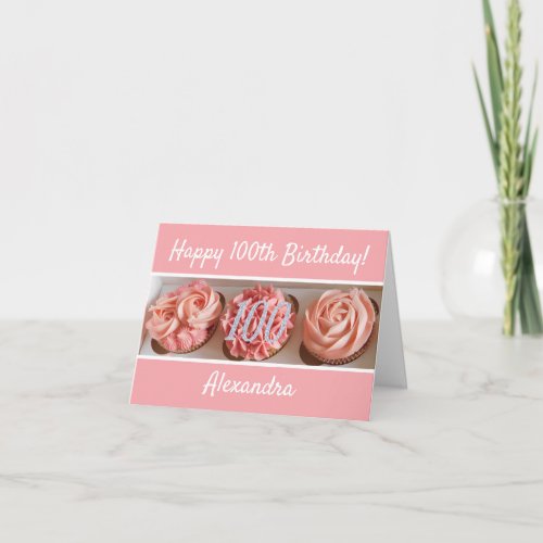 Cupcake Happy 100th Birthday Card