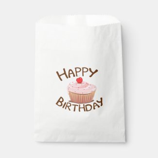 Cupcake Happy Birthday Favor Bag