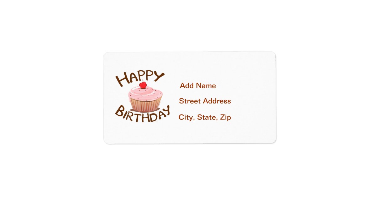 cupcake happy birthday label