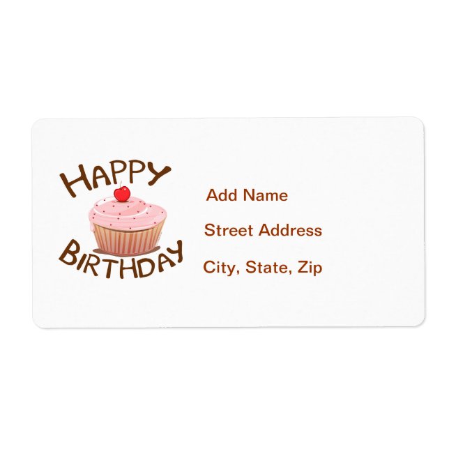 Cupcake Happy Birthday Label (Front)