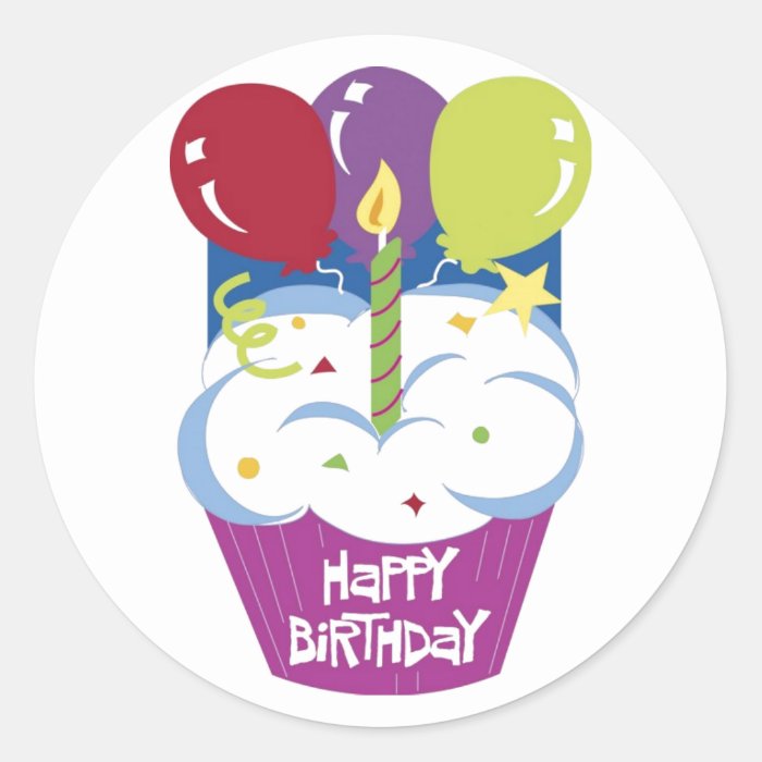 Cupcake Happy Birthday Sticker