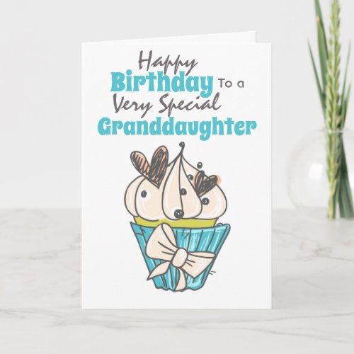 Cupcake heart granddaughter birthday wishes card