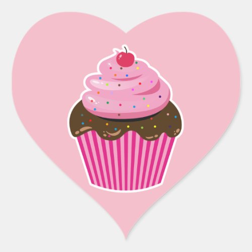 Cupcake Heart Sticker