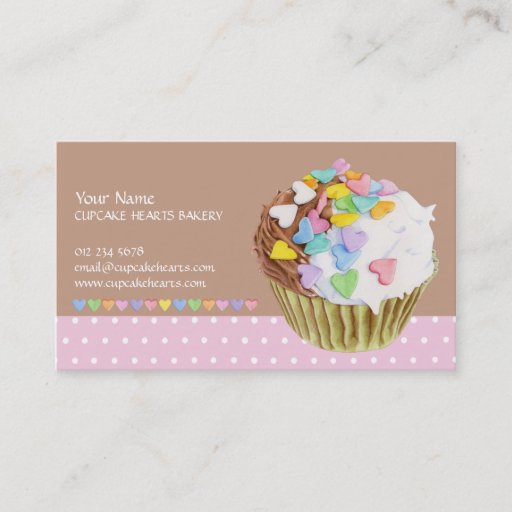 Customizable Cupcake Hearts Business Card