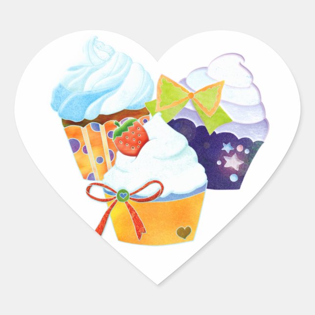 Cupcake Heaven Bakery Business Heart Sticker (Front)