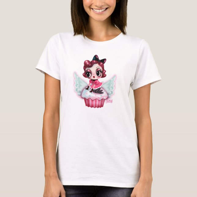 Cupcake Heaven - Dottie on a Flying Cupcake! T-Shirt (Front)