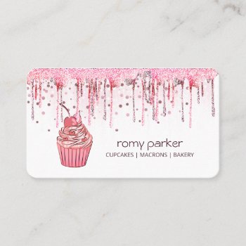 Cupcake Home Bakery Pastry Rose Gold Dripping Business Card by tsrao100 at Zazzle