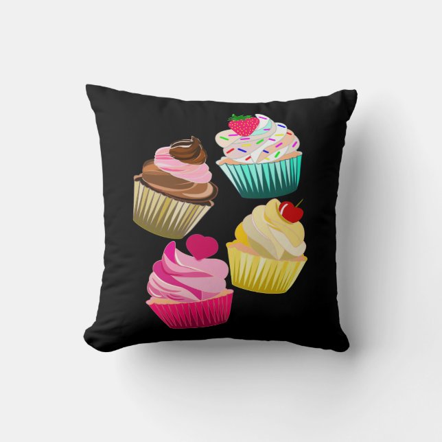 CUPCAKE,Home Sweet Home,CUPCAKES ARE THE NEW BLACK Throw Pillow (Front)