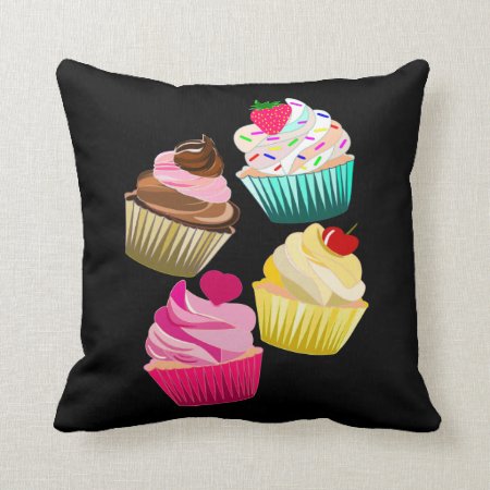 Cupcake,home Sweet Home,cupcakes Are The New Black Throw Pillow