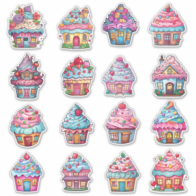 Cupcake House 16 Pack Sticker (Front)