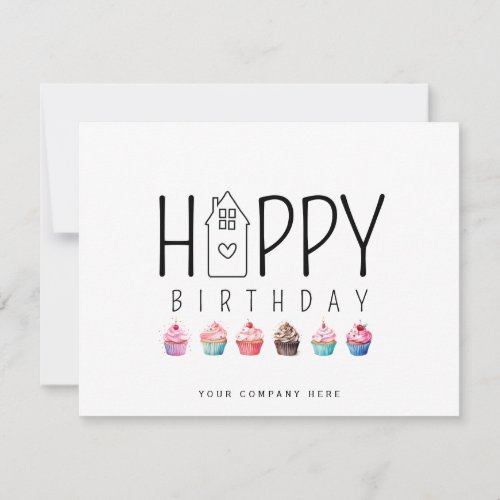 Cupcake House Real Estate Happy Birthday Card