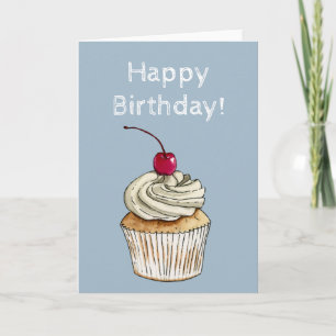 Cupcake Illustration   Happy Birthday Card