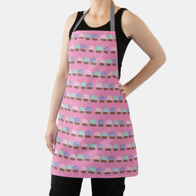 Cupcake Illustration Pattern All Over Apron (Insitu)