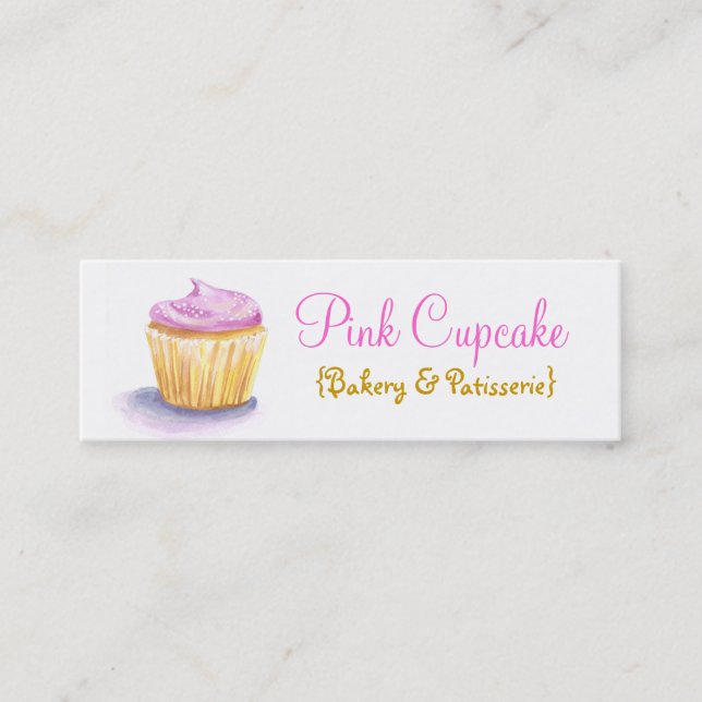 Cupcake Illustration Skinny Business Cards (Front)
