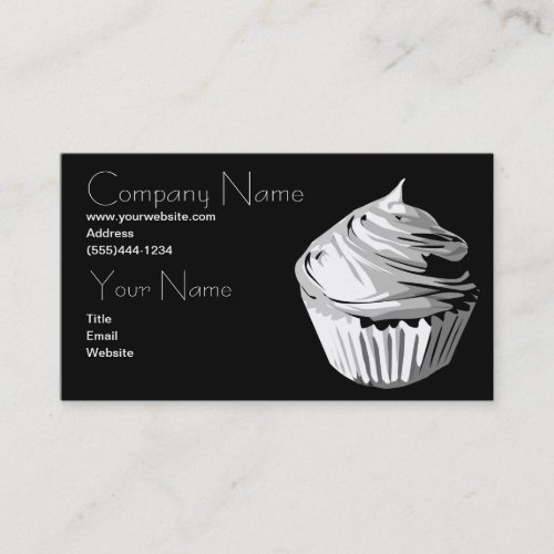 Cupcake in grays business card template