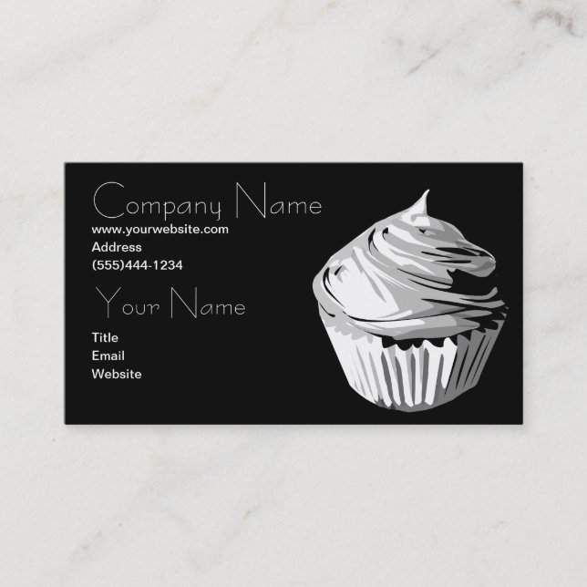Cupcake in grays business card template (Front)