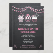 Cupcake Invitation / Chalkboard Cupcake invitation (Front/Back)