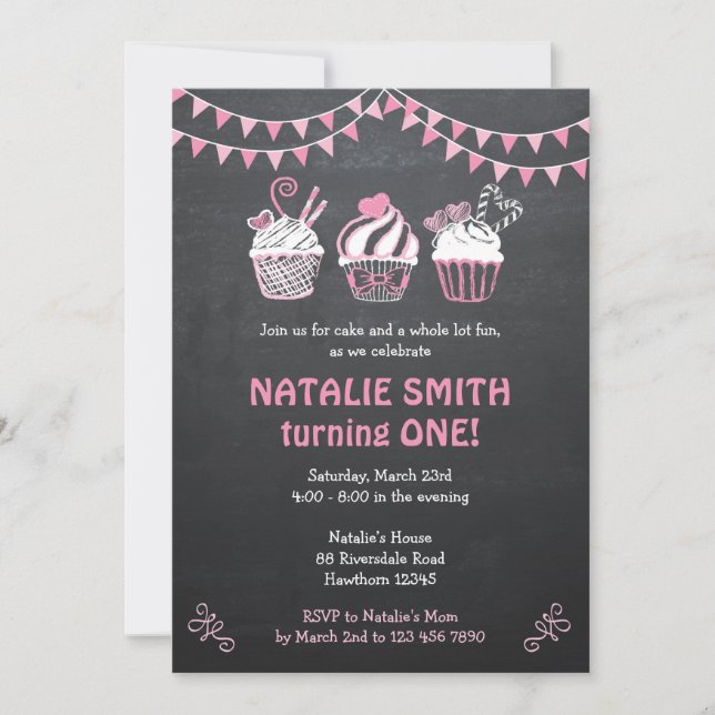 Cupcake Invitation / Chalkboard Cupcake invitation (Front)