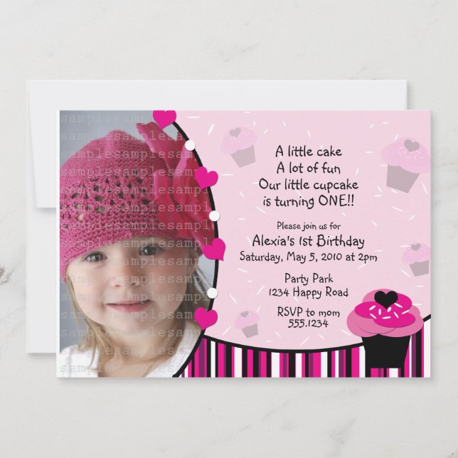 Cupcake Invitation or Thank You Card (Front)